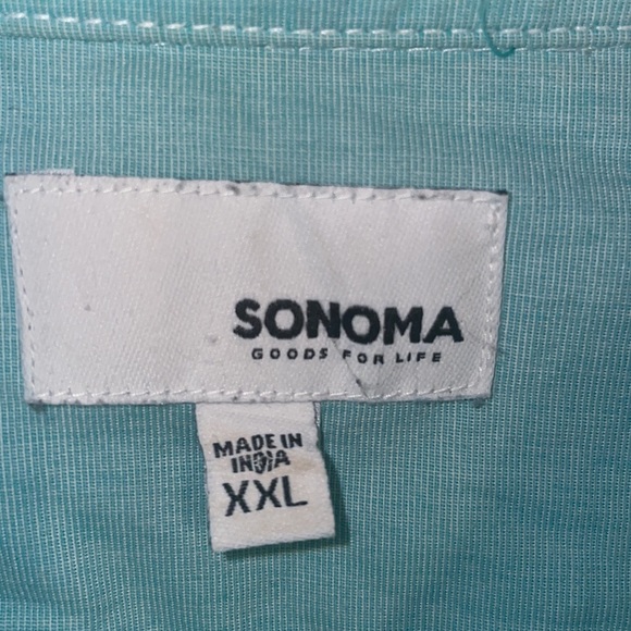•SONOMA•MENS BLUE SHORT SLEEVE BUTTON UP COLLARED SHIRT SIZE XXL - Picture 5 of 6